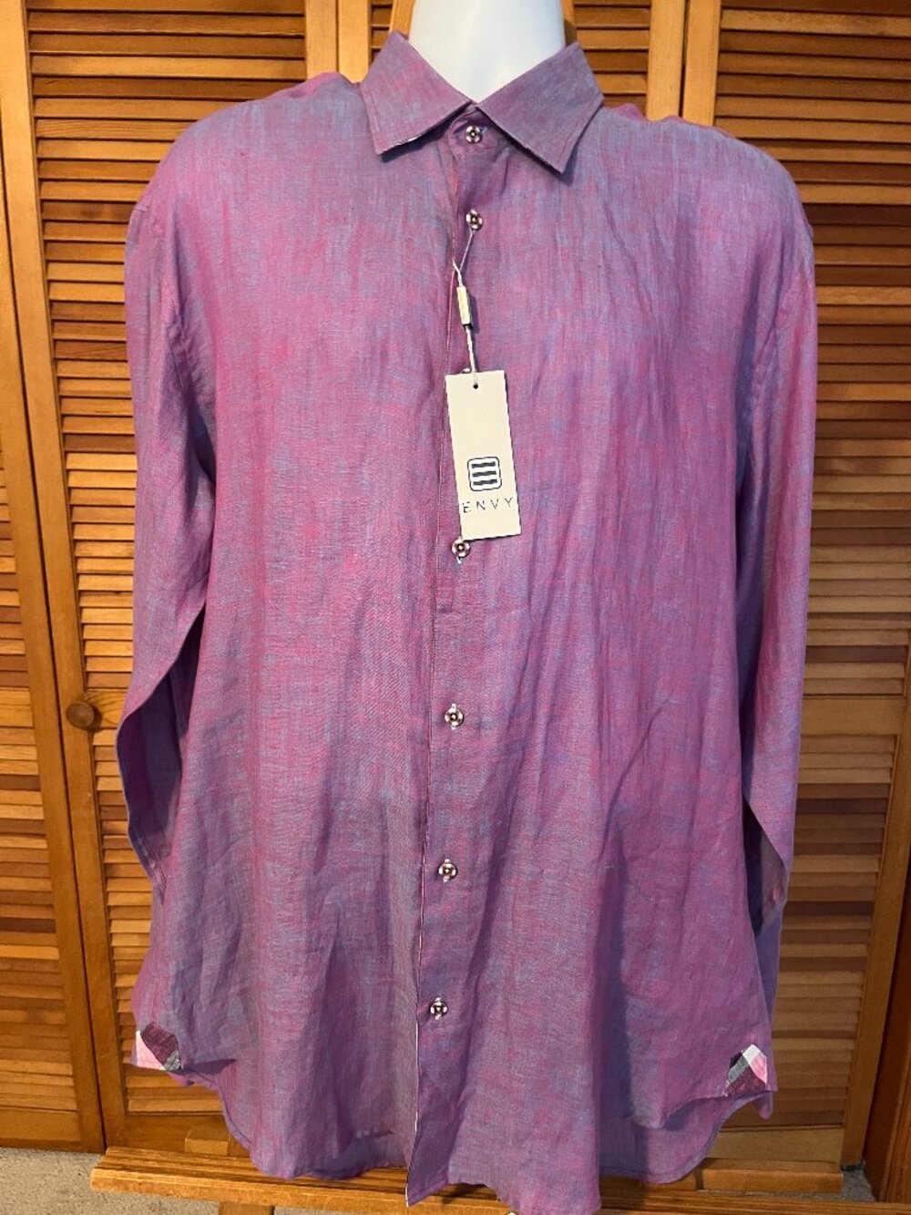 NWT ENVY MEN'S SX 2XL 100% LINEN DRESS SHIRT WITH LONG SLEEVES